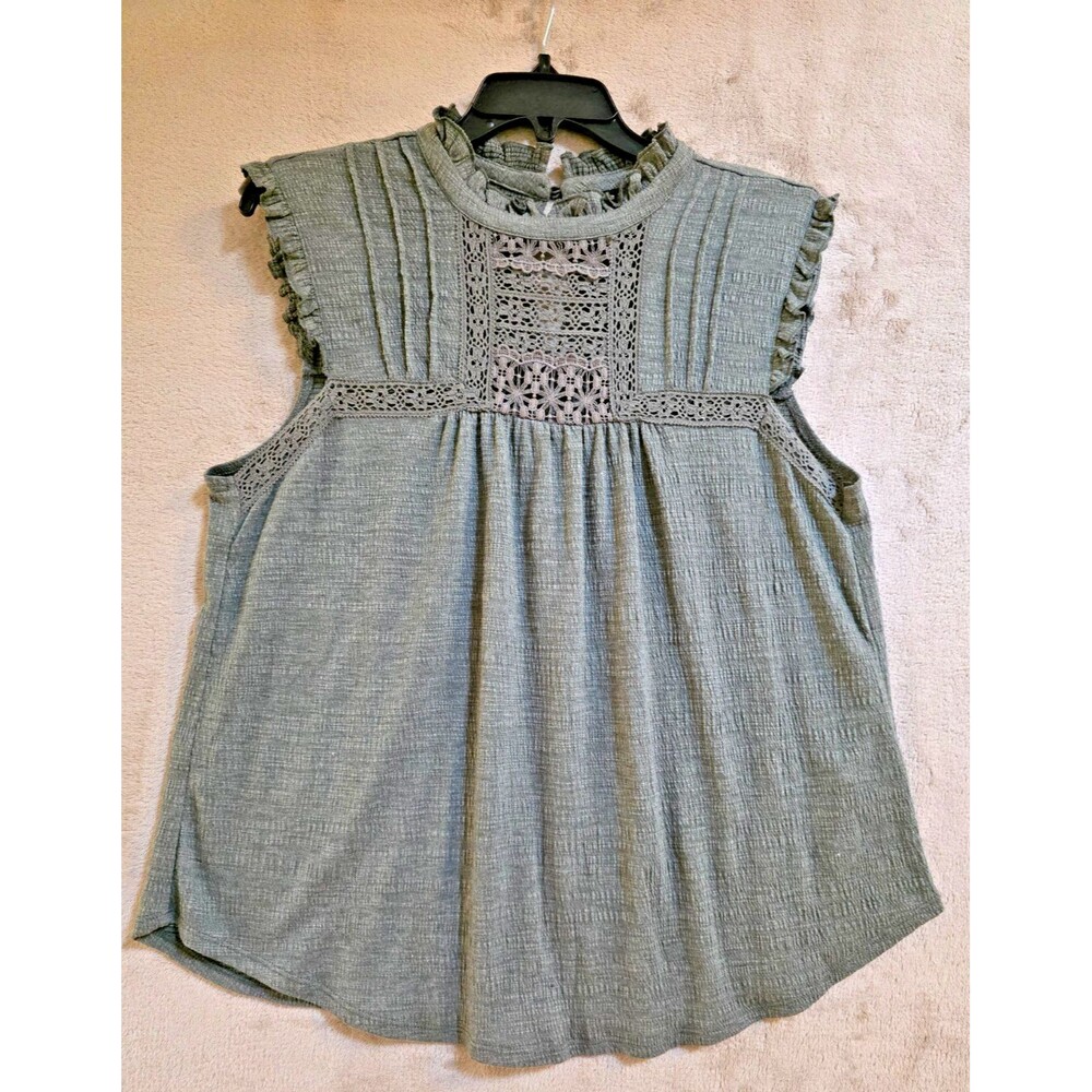 Cable & Gauge Women's Sleeveless Top Size L Olive Green
